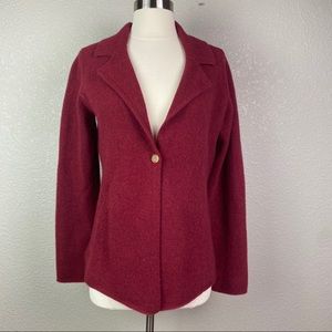 Eileen Fisher Small Red Wool Cashmere Cardigan
